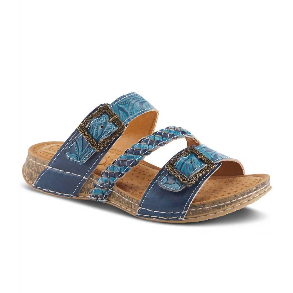 NEW L'ARTISTE women's astra slide sandals in blue